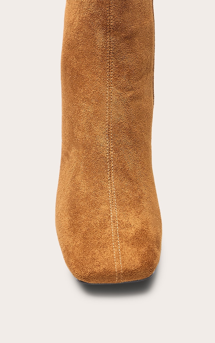 Bottines en suédine marron clair à talon kitten et bouts ciselés image 5