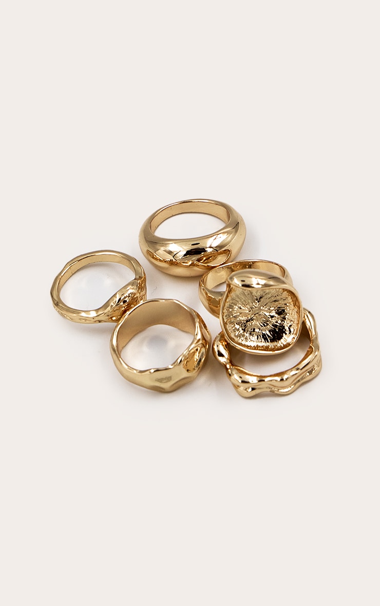 Gold Hammered Stacker Rings Multi Pack image 3