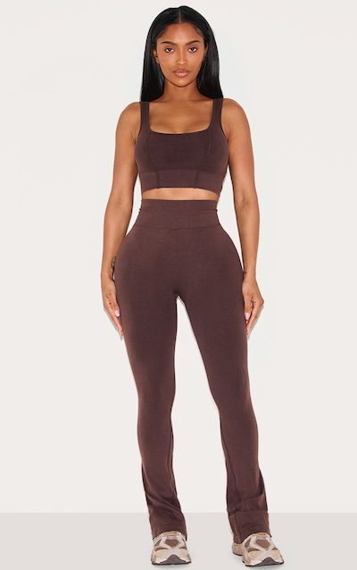 Shape Pantalon flare chocolat sans coutures à taille haute