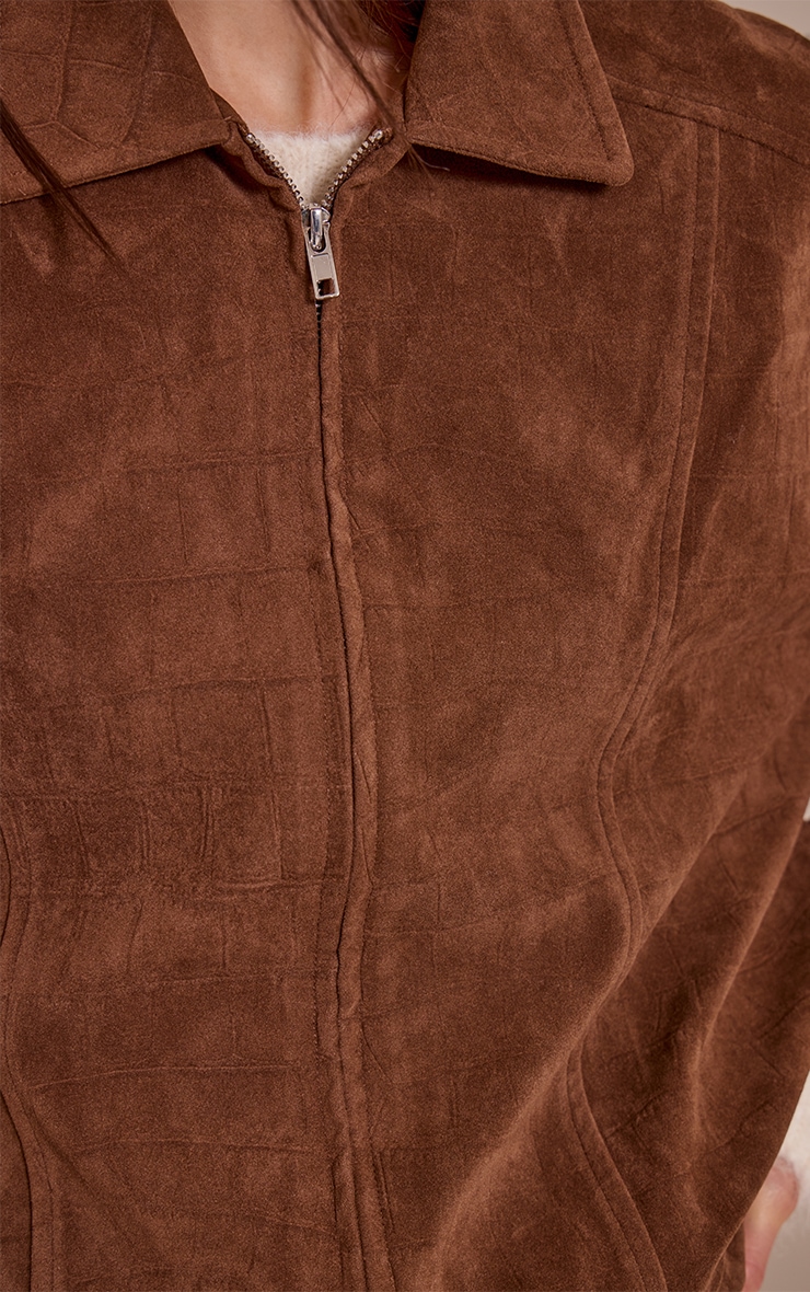 Chocolate Croc Suede Bomber Jacket image 4