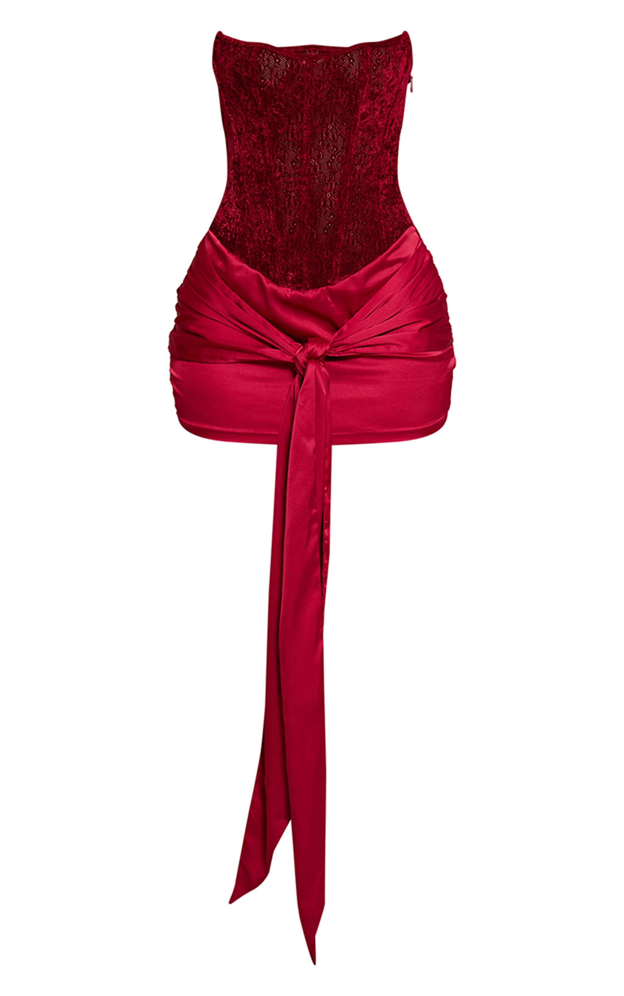 Petite Red Velour Printed Corset Mini Dress image 5