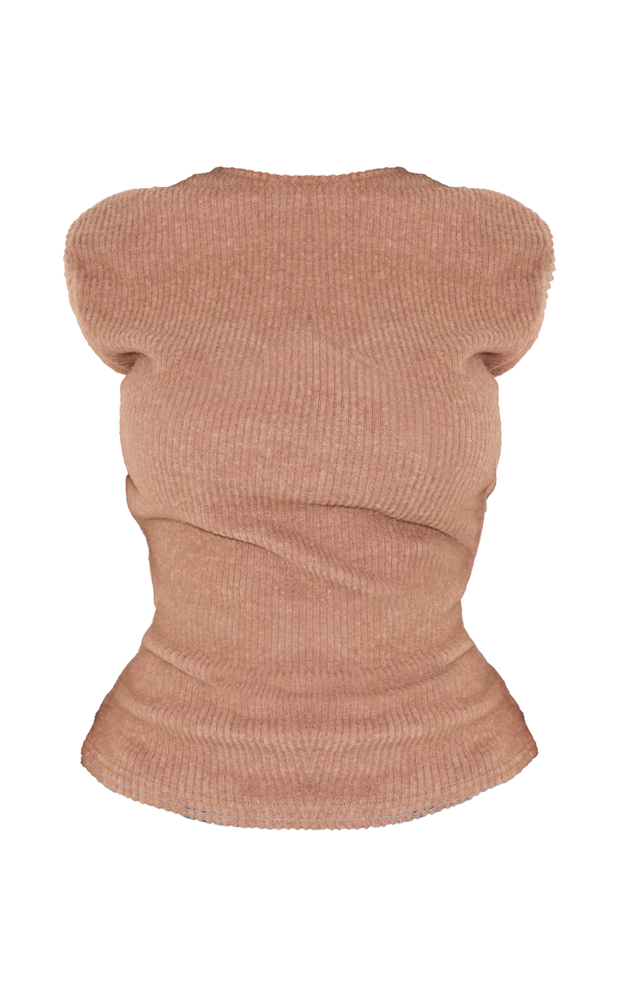 Shape Taupe Brushed Rib Ruched Boat Neck Top image 5