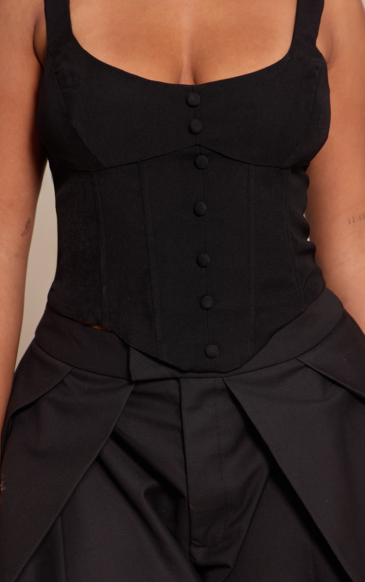 Shape Black Button Front Scoop Neck Corset Top image 4