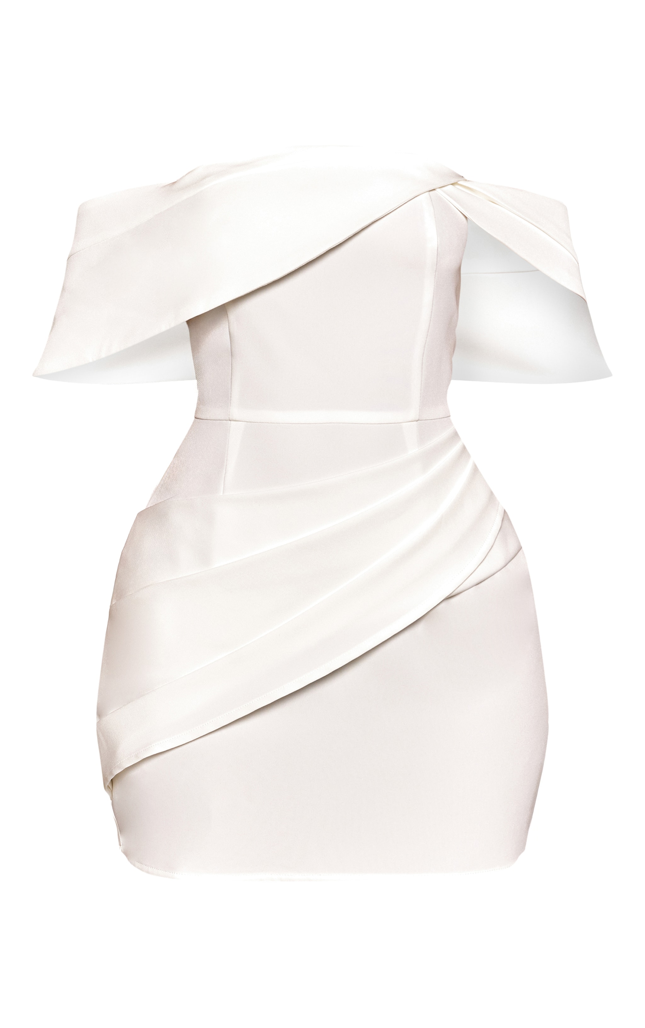 Petite White Bardot Ruched Detail Woven Mini Dress image 5