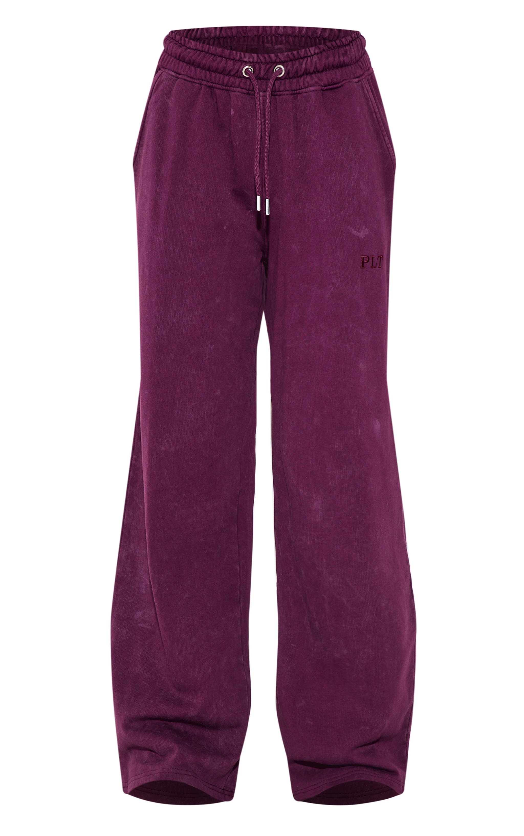 PRETTYLITTLETHING Plum Washed Low Rise Oversized Wide Leg Sweatpants image 5