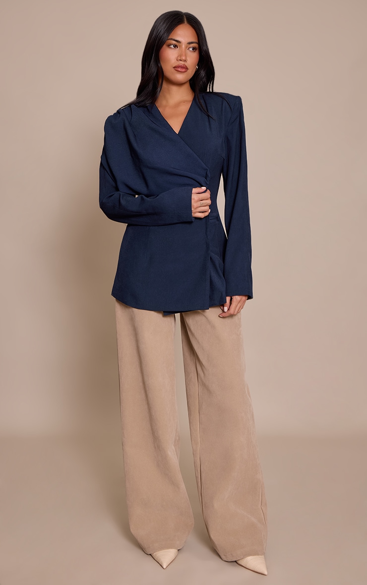 Navy Shoulder Drape Cinch Blazer image 3