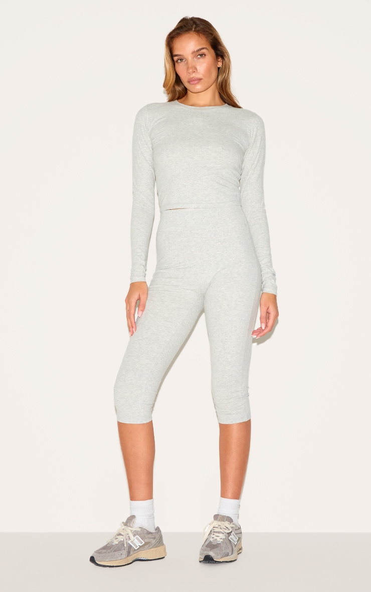 Crop top de sport en Sculpt gris cendré à manches longues image 3