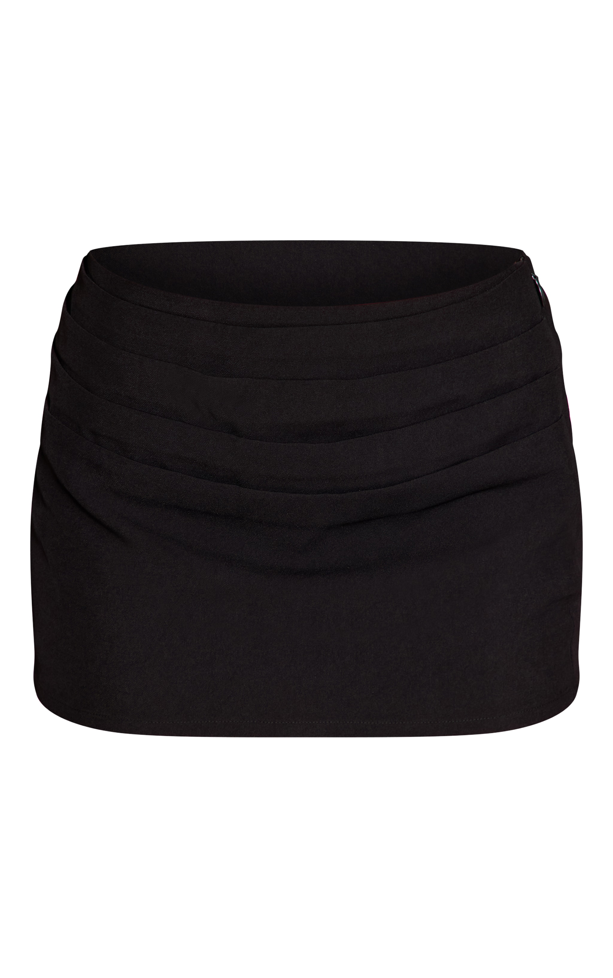 Black Tailored Lace Drape Mini Skirt Mid Rise image 6