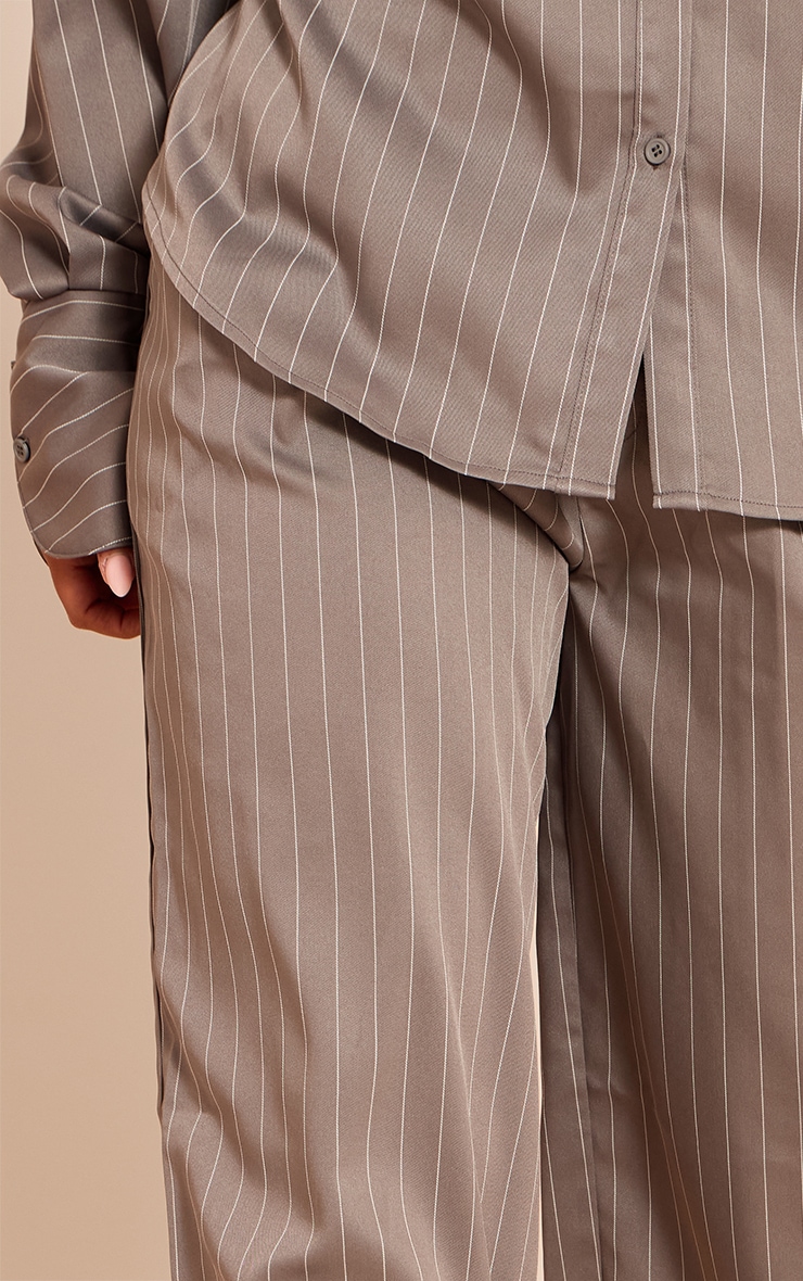 Shape Grey Pinstripe Wide Leg Pants image 4