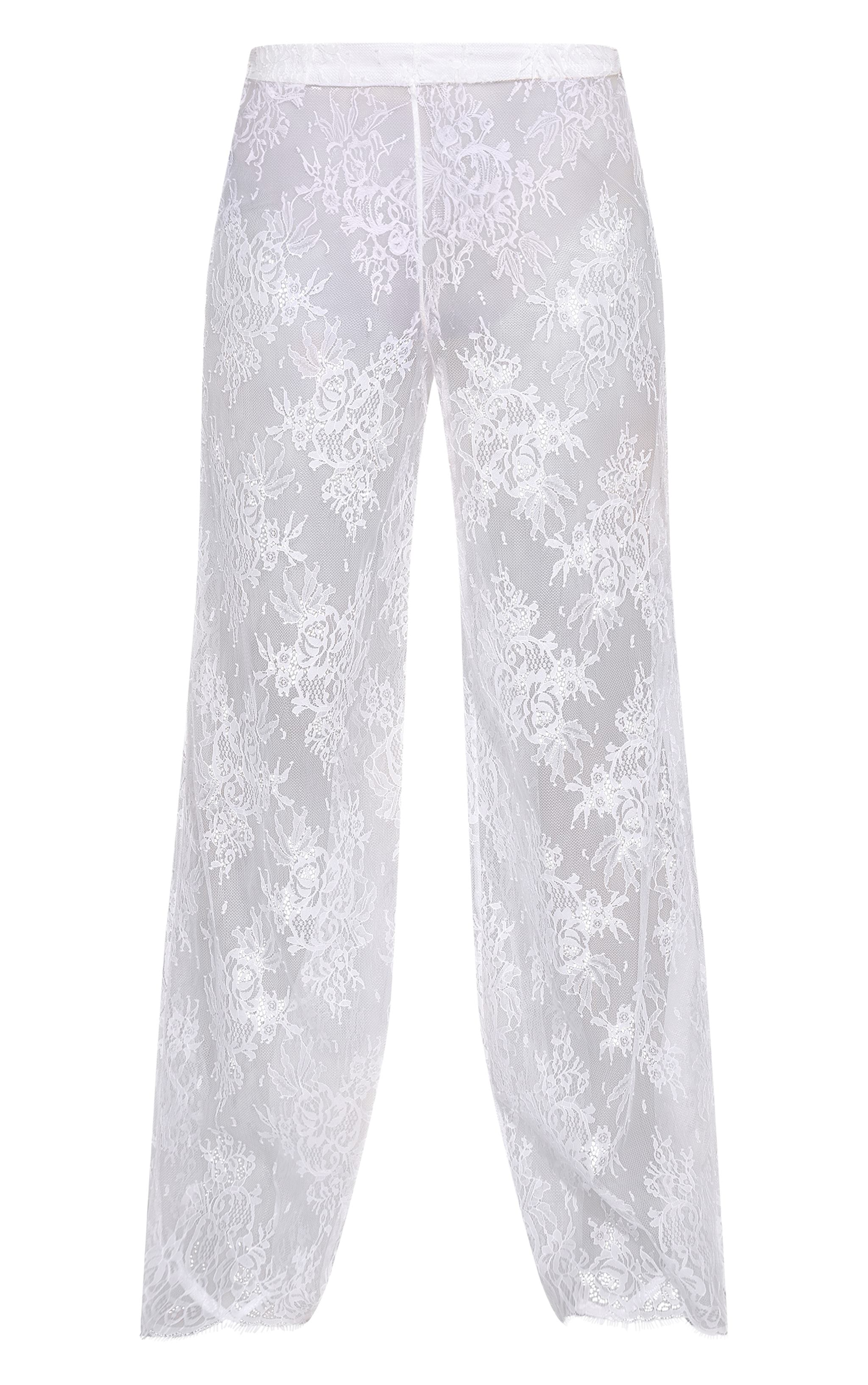 Pantalon large en dentelle blanche transparente image 5
