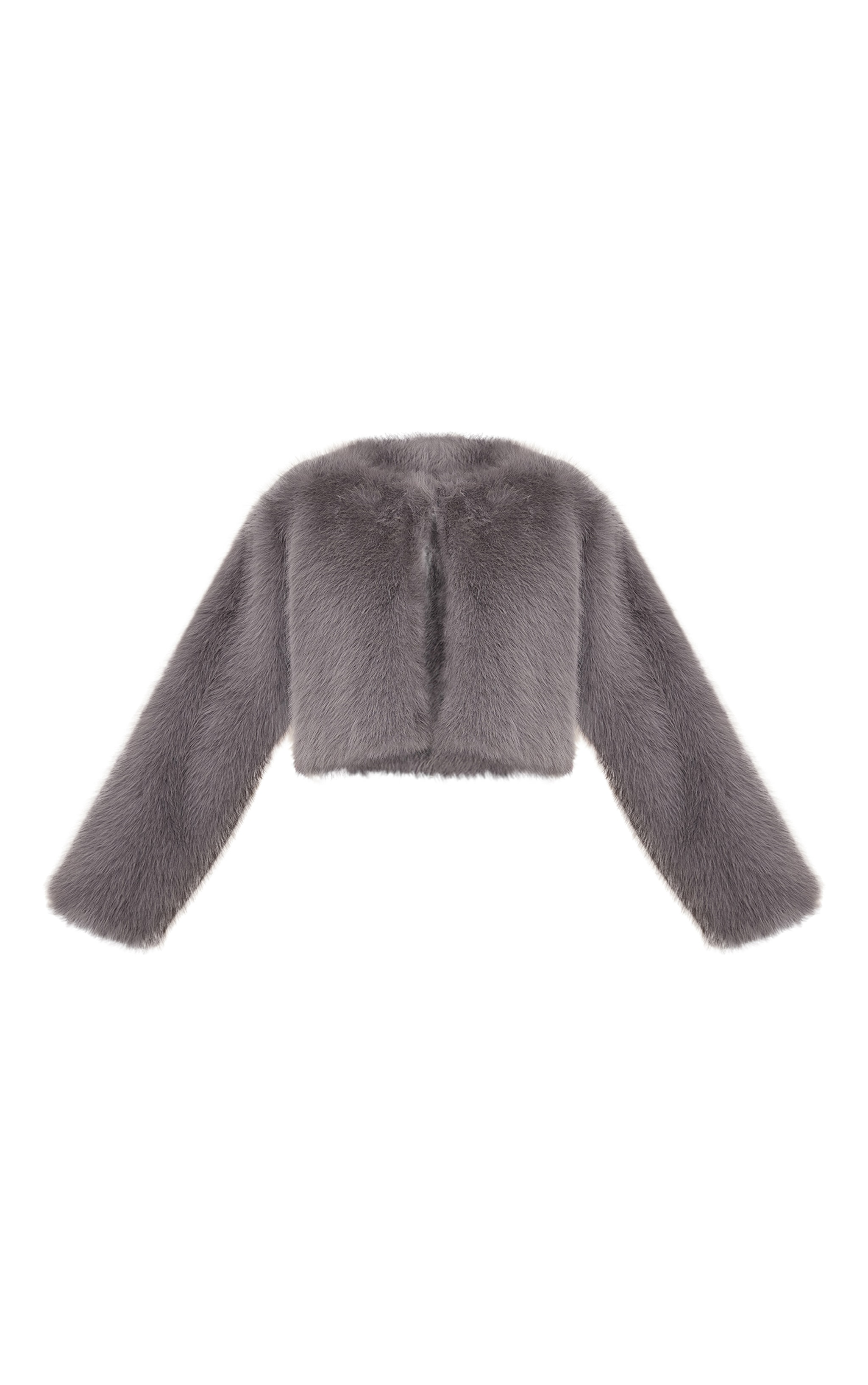 Manteau court en fausse fourrure grisée image 5