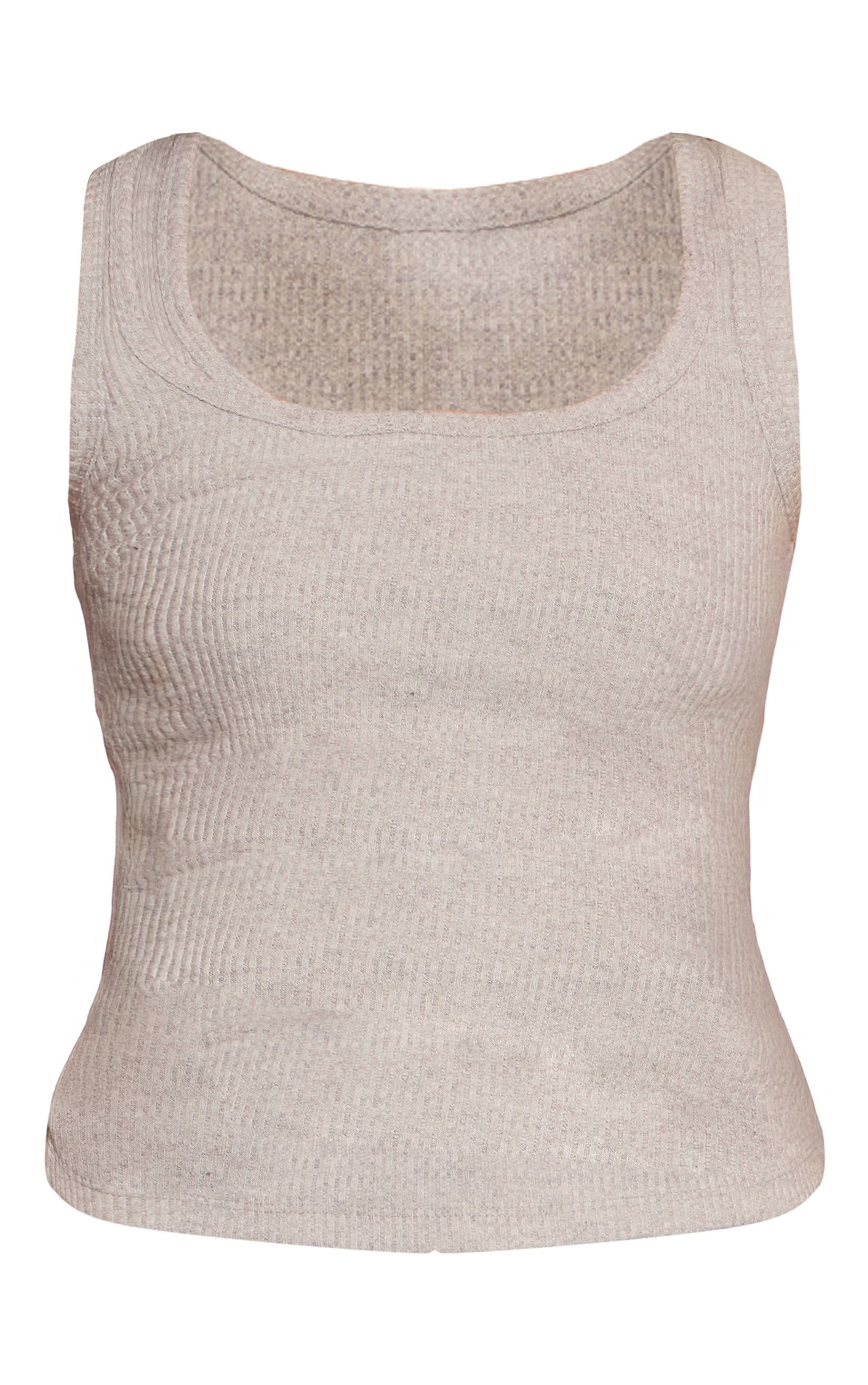 Grey Brushed Rib Double Layered Vest Top  image 5