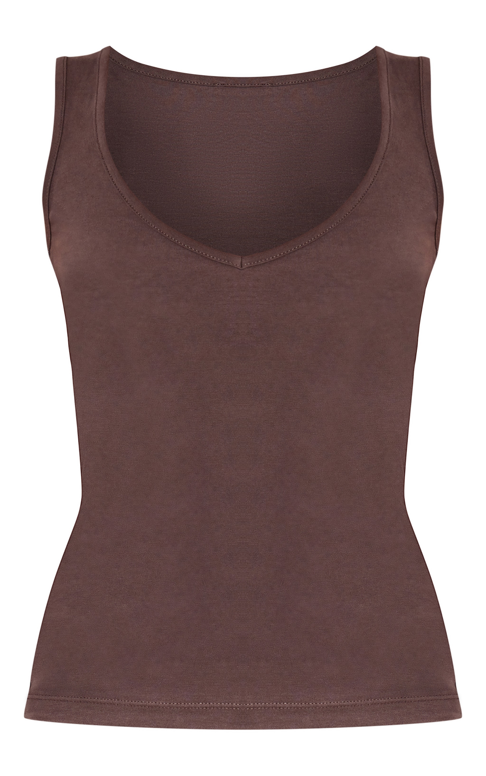 Chocolate Soft Cotton V Neck Vest Top image 5