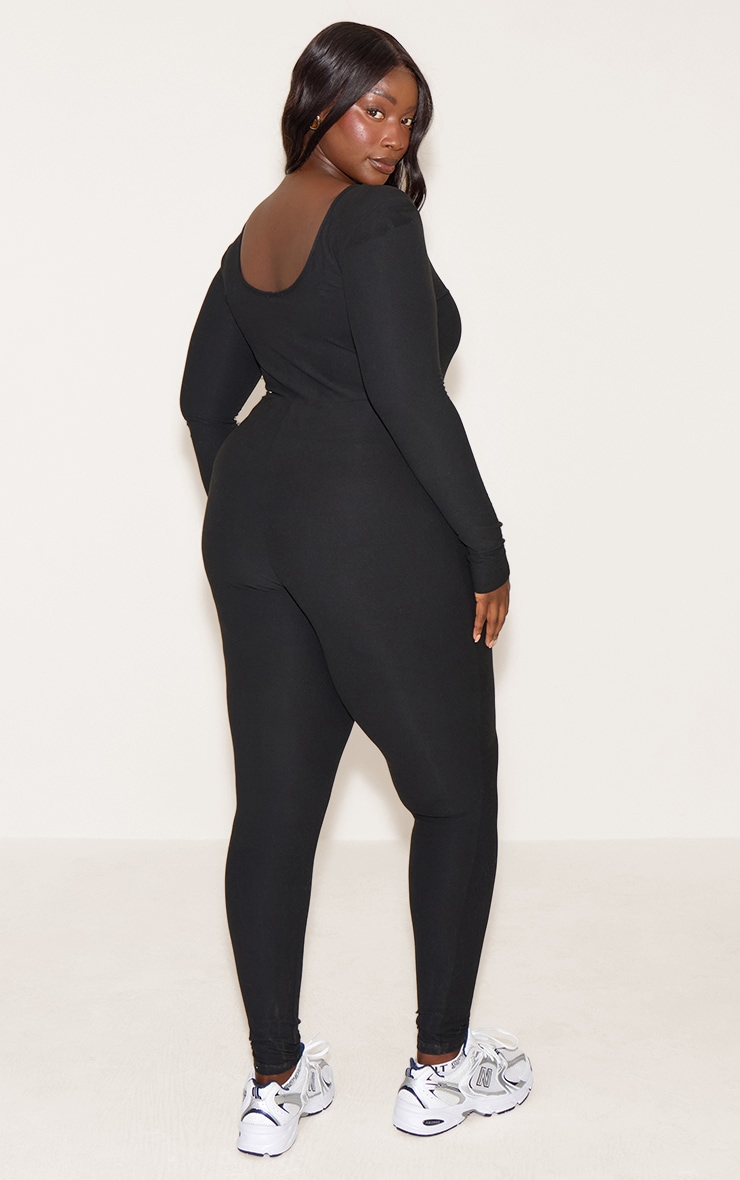 Plus Black Scoop Neck Soft Touch Jumpsuit image 2