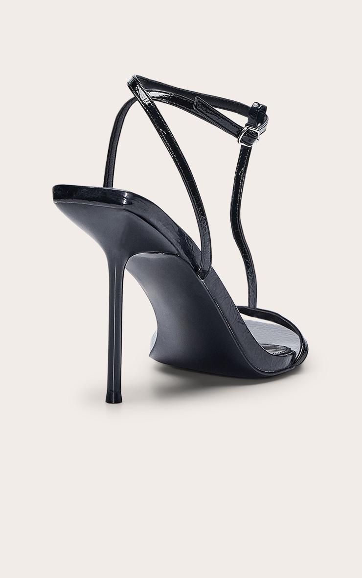 Black T Bar Almond Toe Heeled Sandals image 4