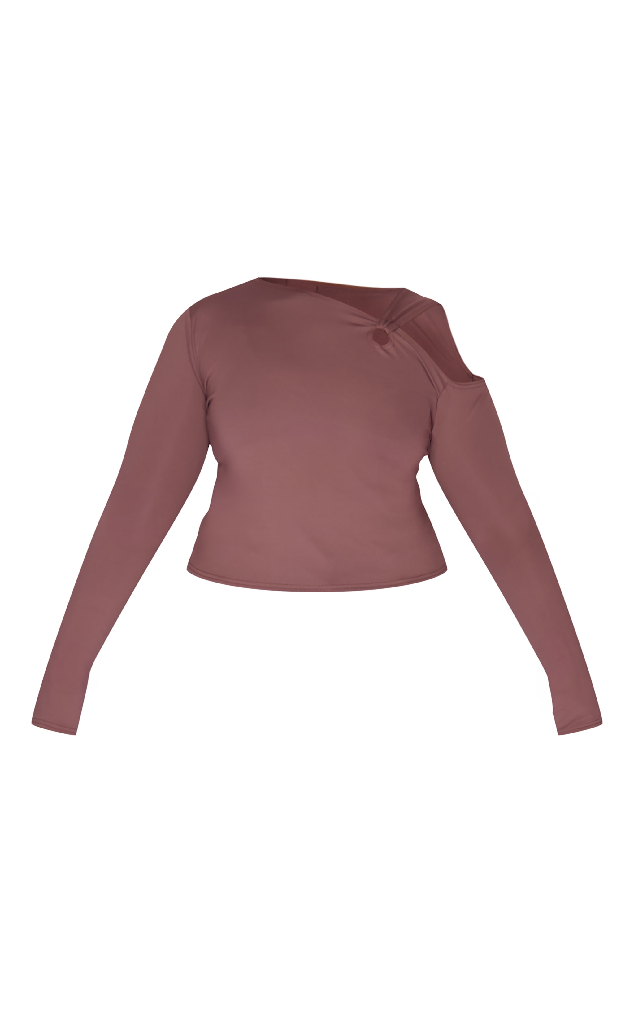 Plus Chocolate Contour Long Sleeve Knot Detail Top image 5