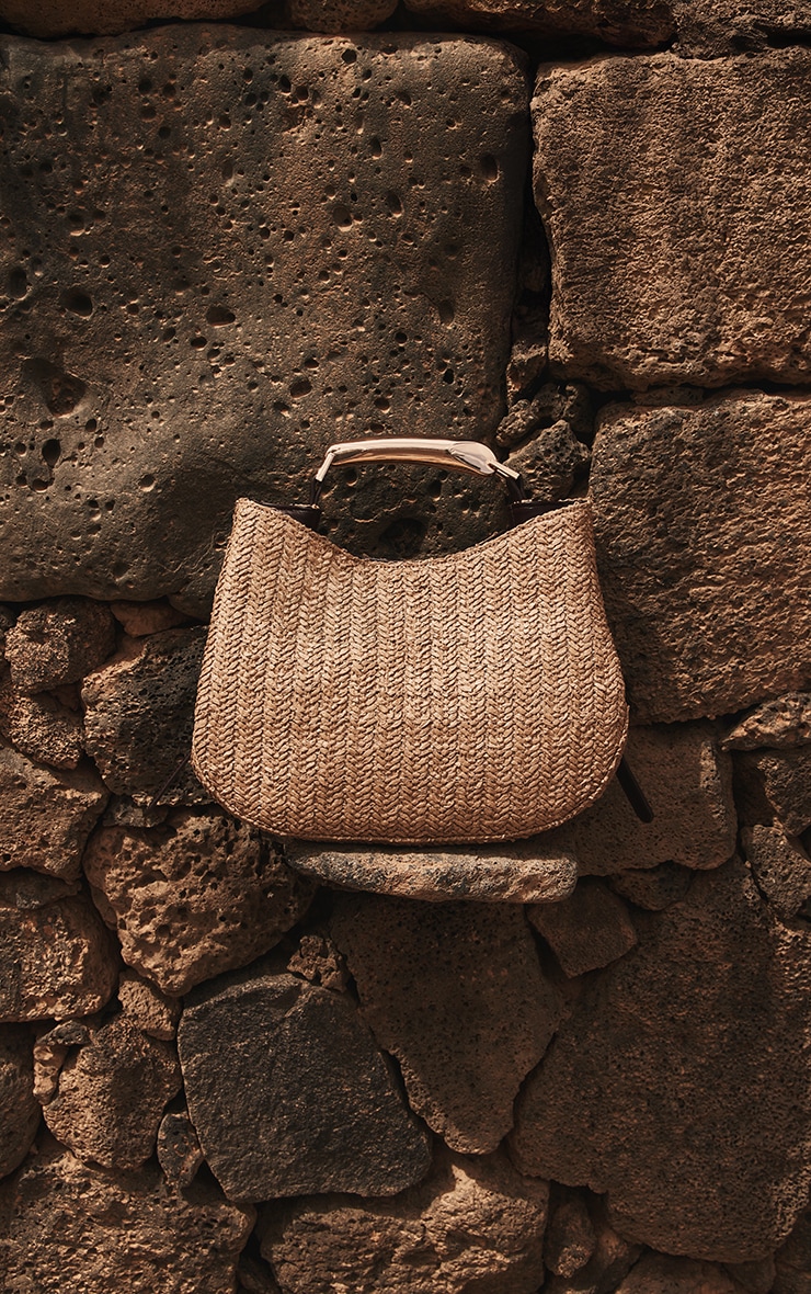 Natural Textured Gold Trim Handbag