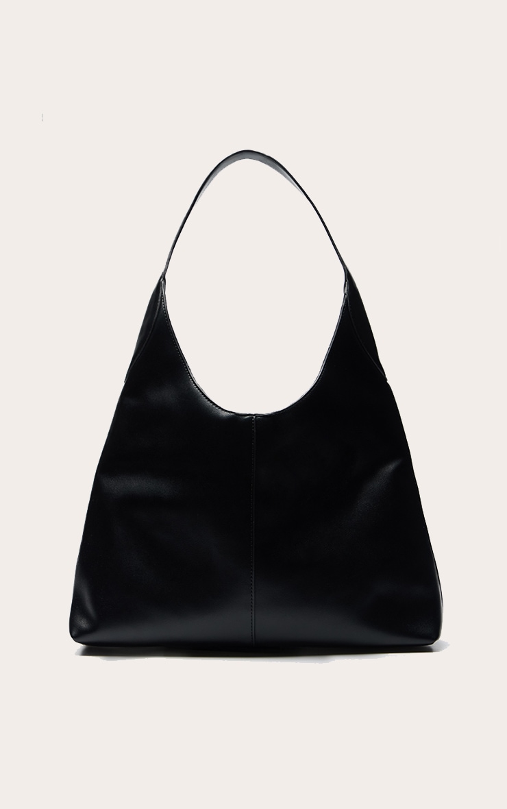 Tote bag en PU doux noir à coutures visibles image 2