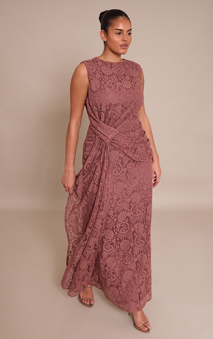 Plus Lace Detail Twist Front Maxi Dress image 3
