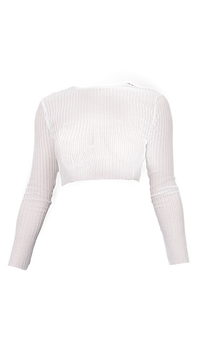 Petite Crop top crème en maille tricot texturée image 5