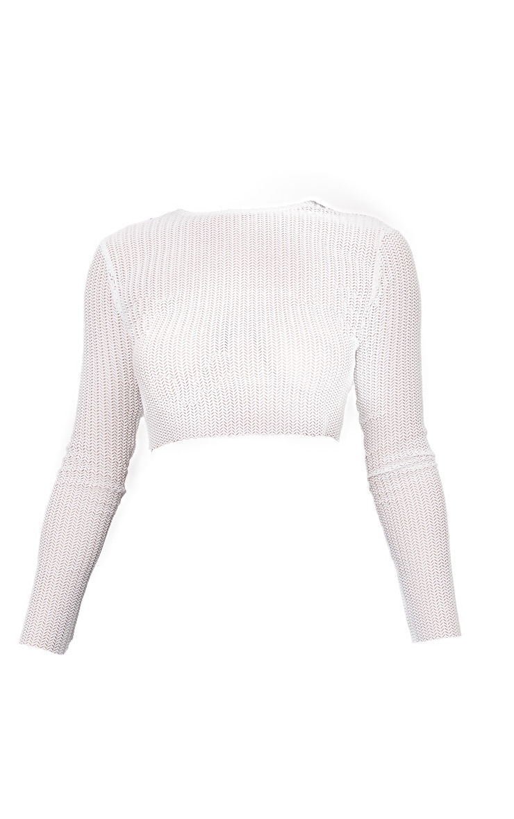 Petite Cream Textured Knit Crop Top image 1