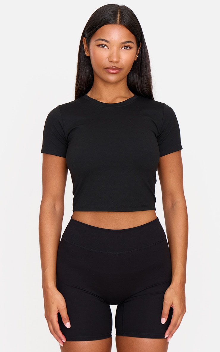 Short de sport en Sculpt noir à taille haute image 4
