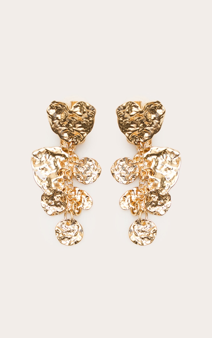 Gold Textured Draped Heart Earrings image 2