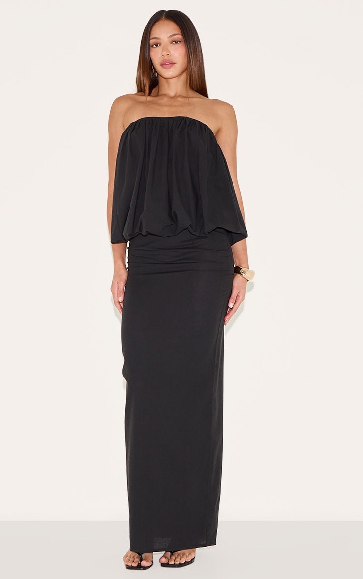 Tall Top bustier en effet lin noir froncé image 3