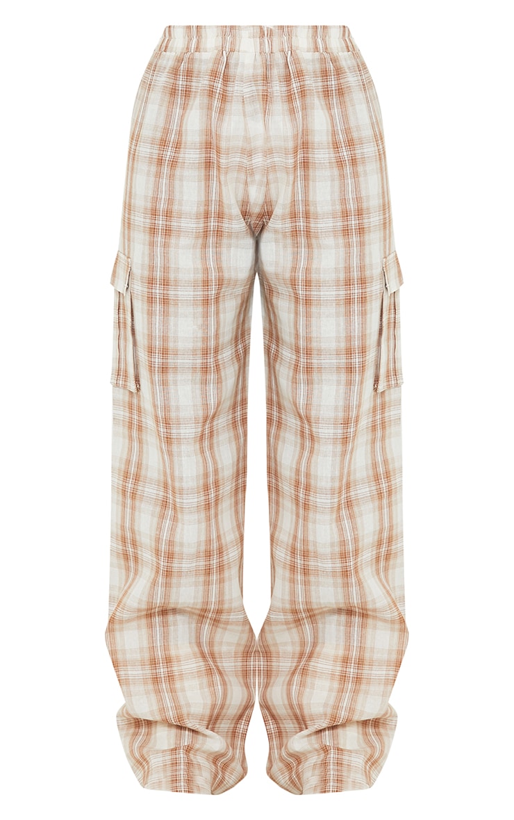 Stone Check Wide Leg Cargo Trousers image 5