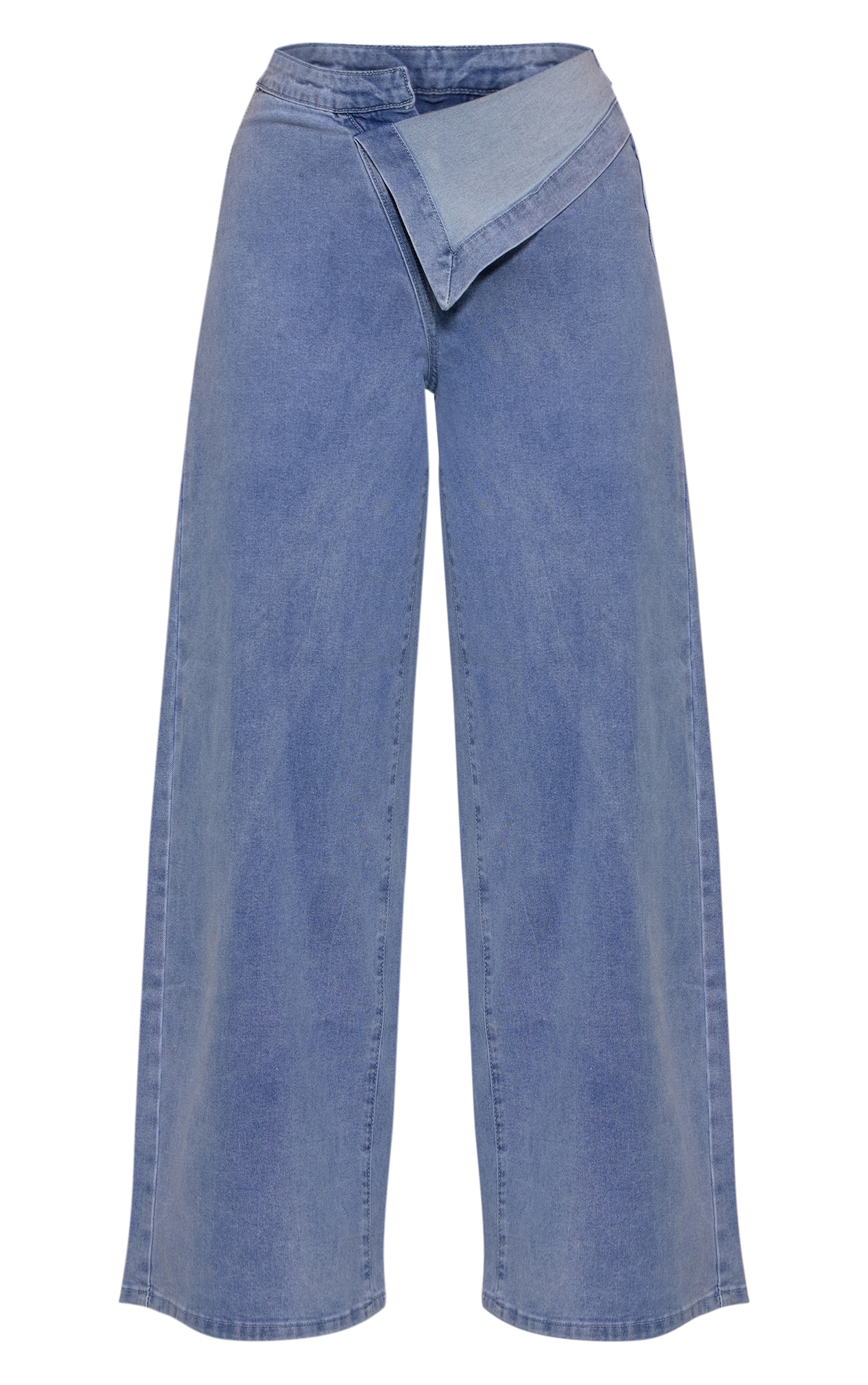 Shape Light Blue Wash Stretch Foldover Waist Wide Leg Jeans image 5