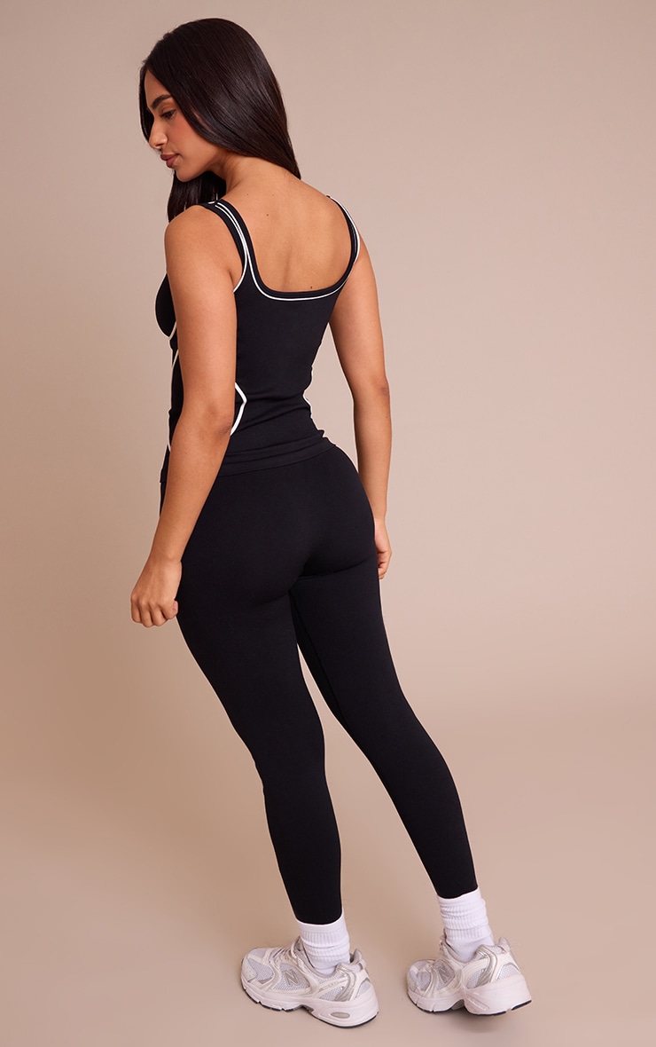 Petite Black Seamless Marl Cross Front Legging image 3