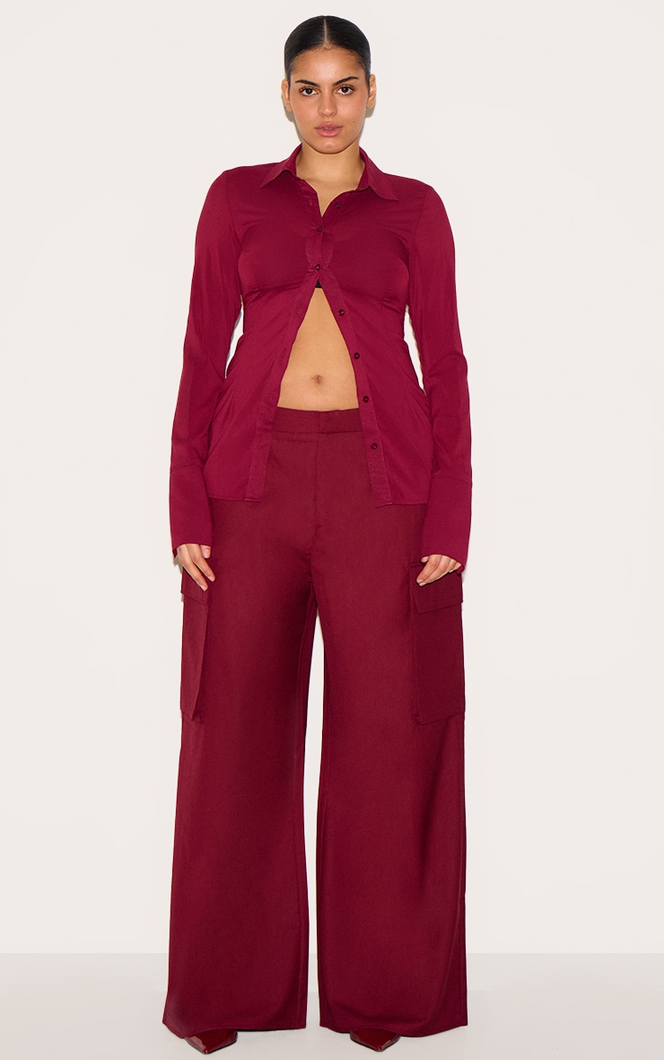 Plus Plum Woven Pocket Detail Straight Leg Pants image 2