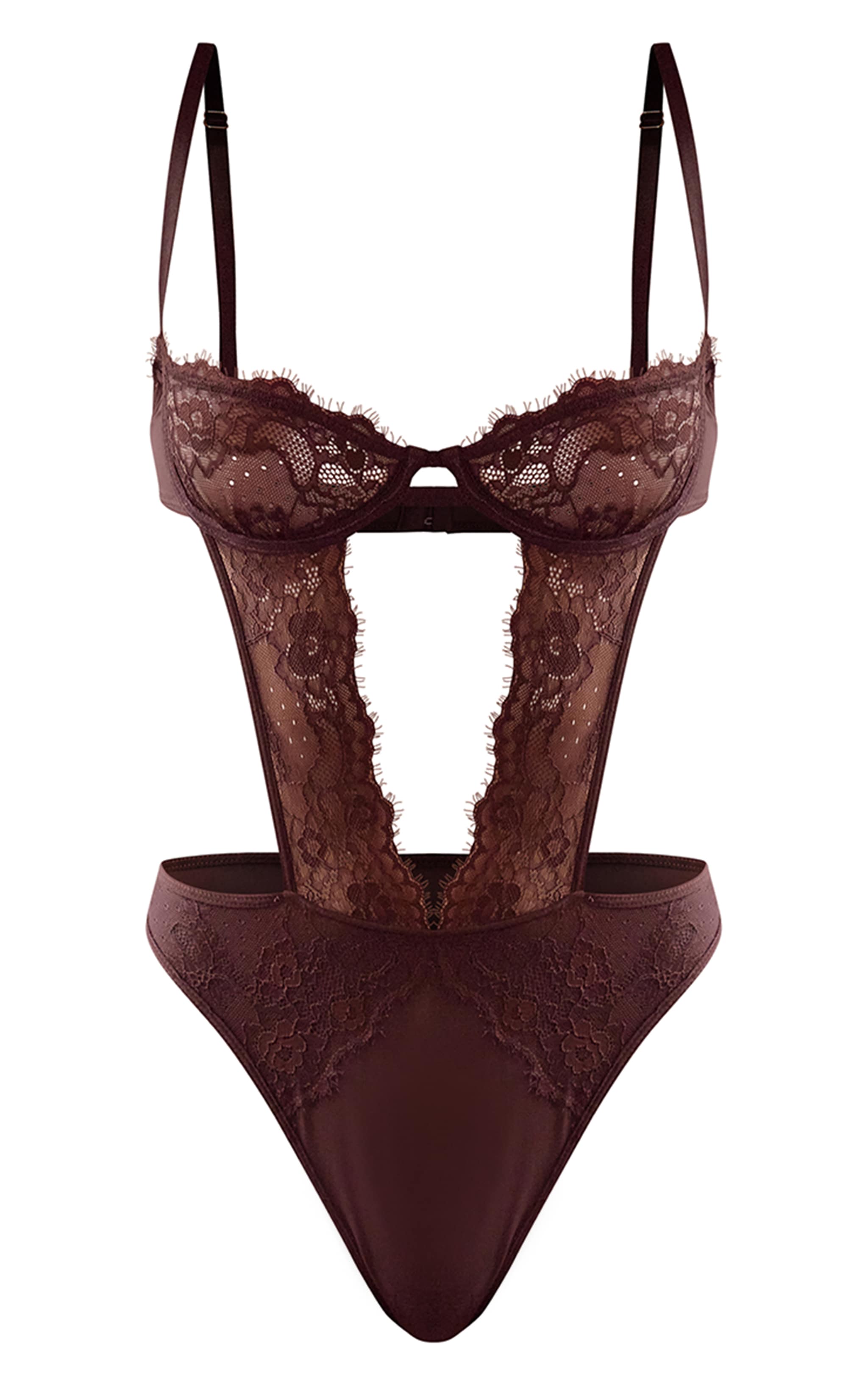 Chocolate Bra Cut Out Detail Bodysuit  image 6