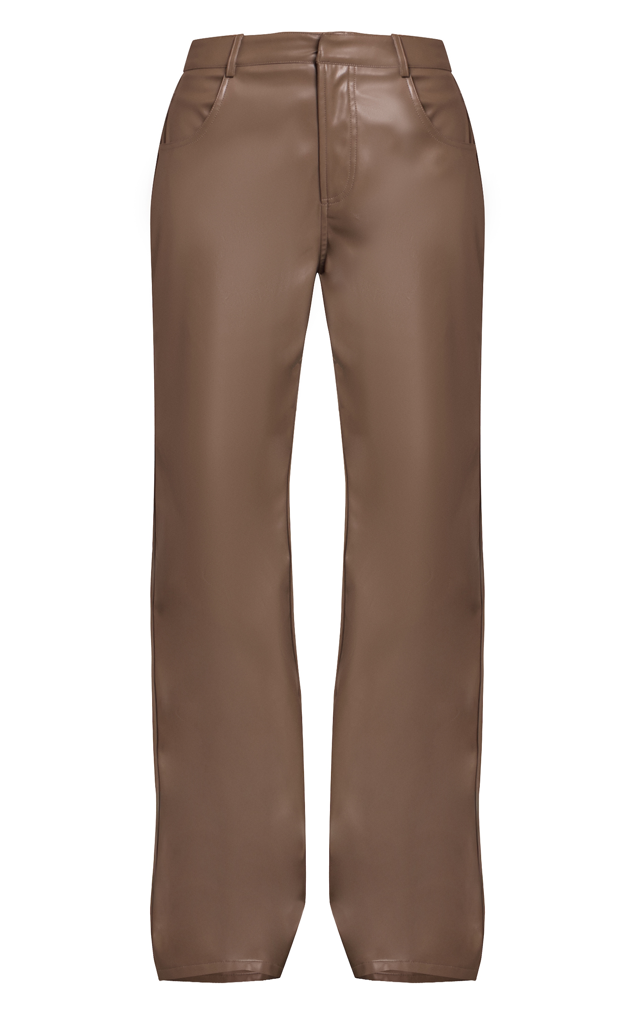 Grey Faux Leather Straight Leg Pants image 5