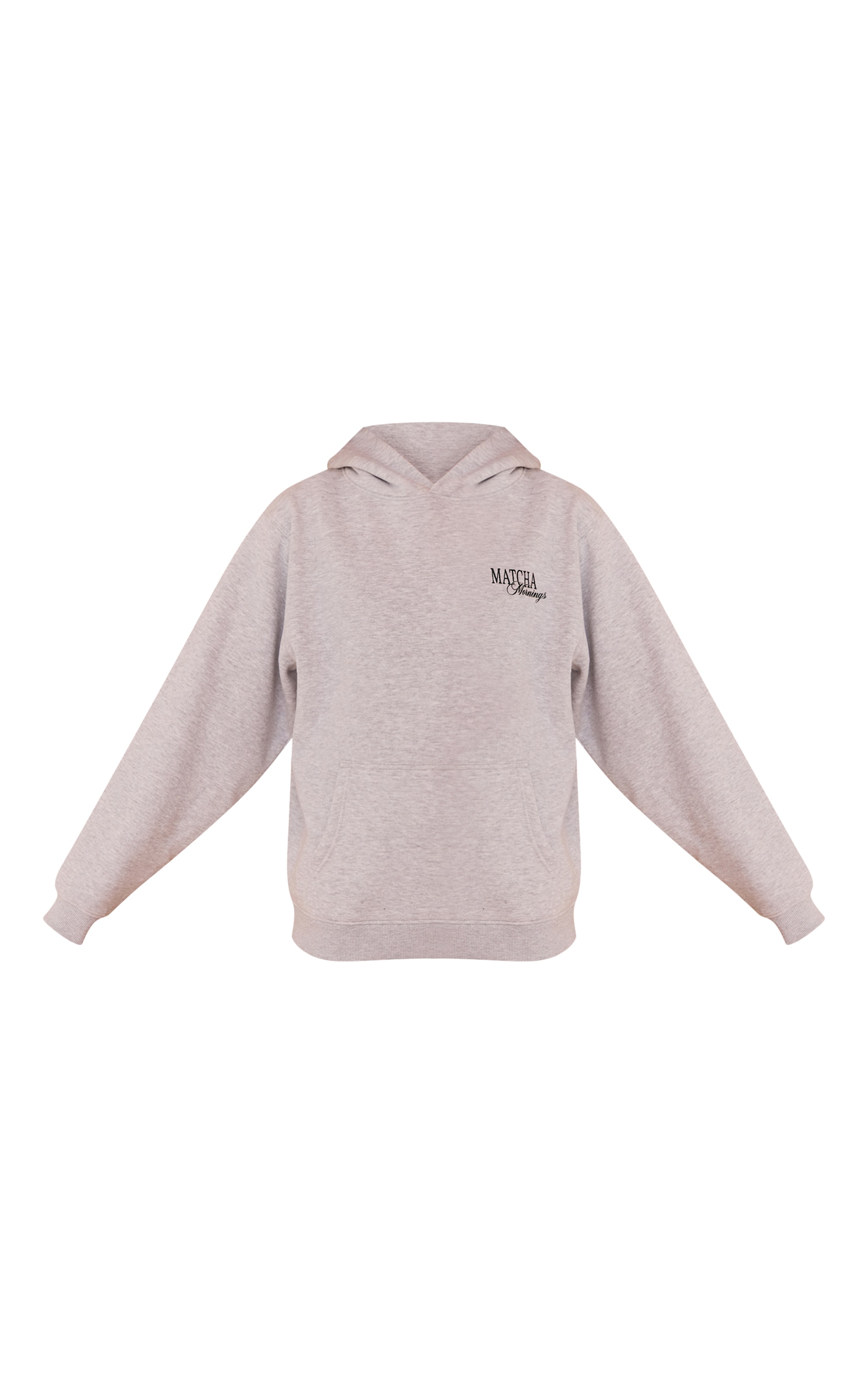 Hoodie pullover oversize en coton polaire gris cendré imprimé "Matcha Mornings" image 5
