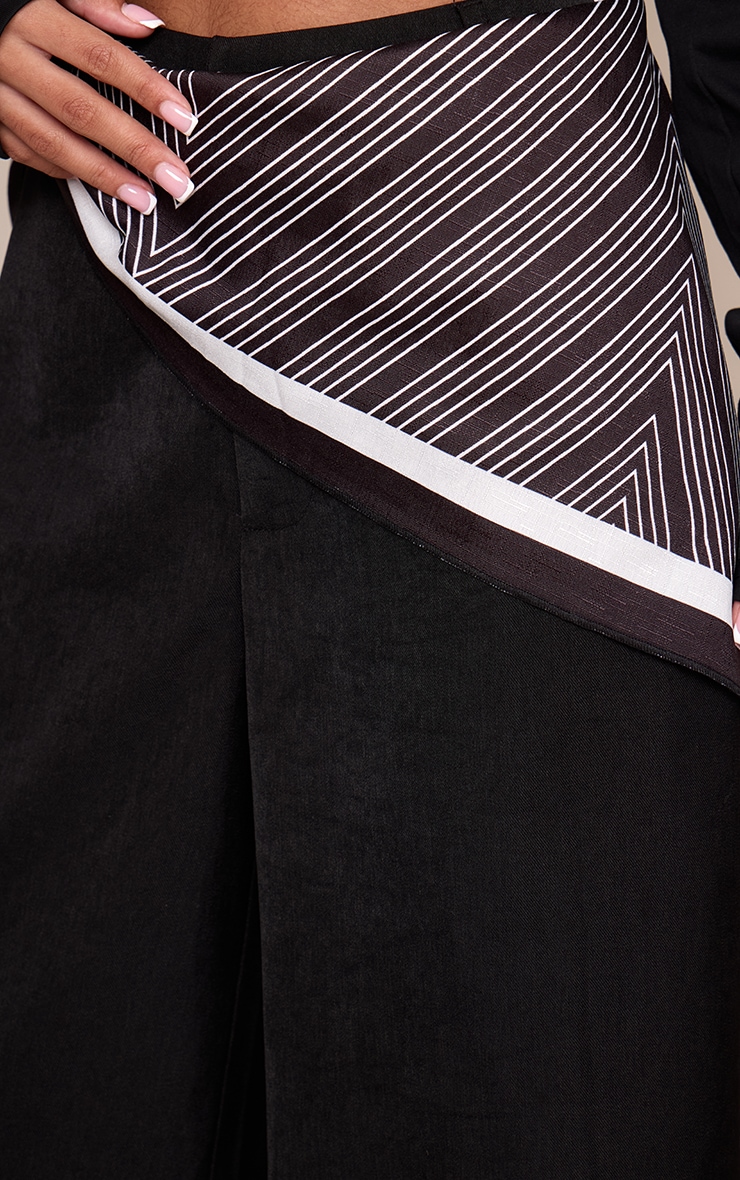 Petite Black Scarf Detail Tailored Trousers  image 4