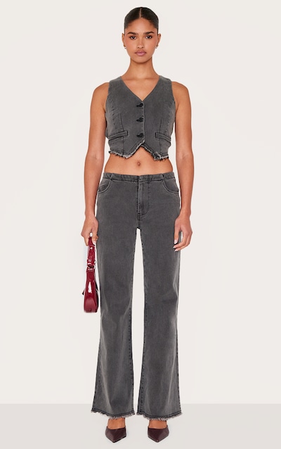 Washed Black Invisible Waistband Low Rise Straight Leg Jeans