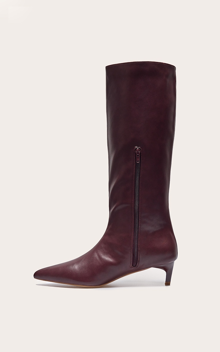 Bottes pointues en PU prune à petit talon aiguille image 3