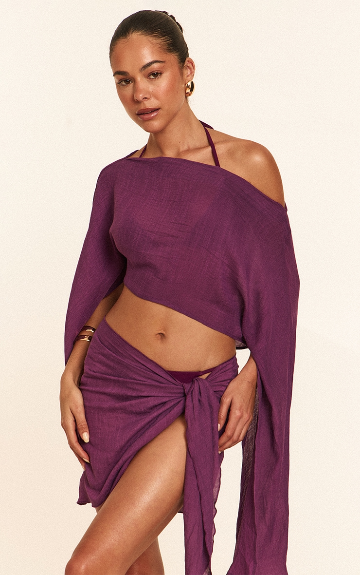 Purple Linen Look Mini Sarong image 4