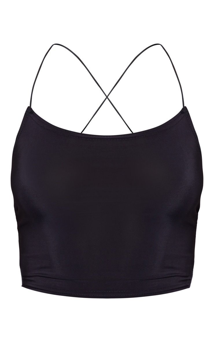 Black Strappy Slinky Crop Top image 5
