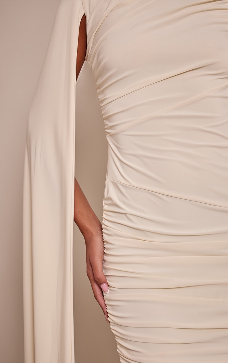 Tall Cream Soft Touch Draped Ruched Mini Dress image 4
