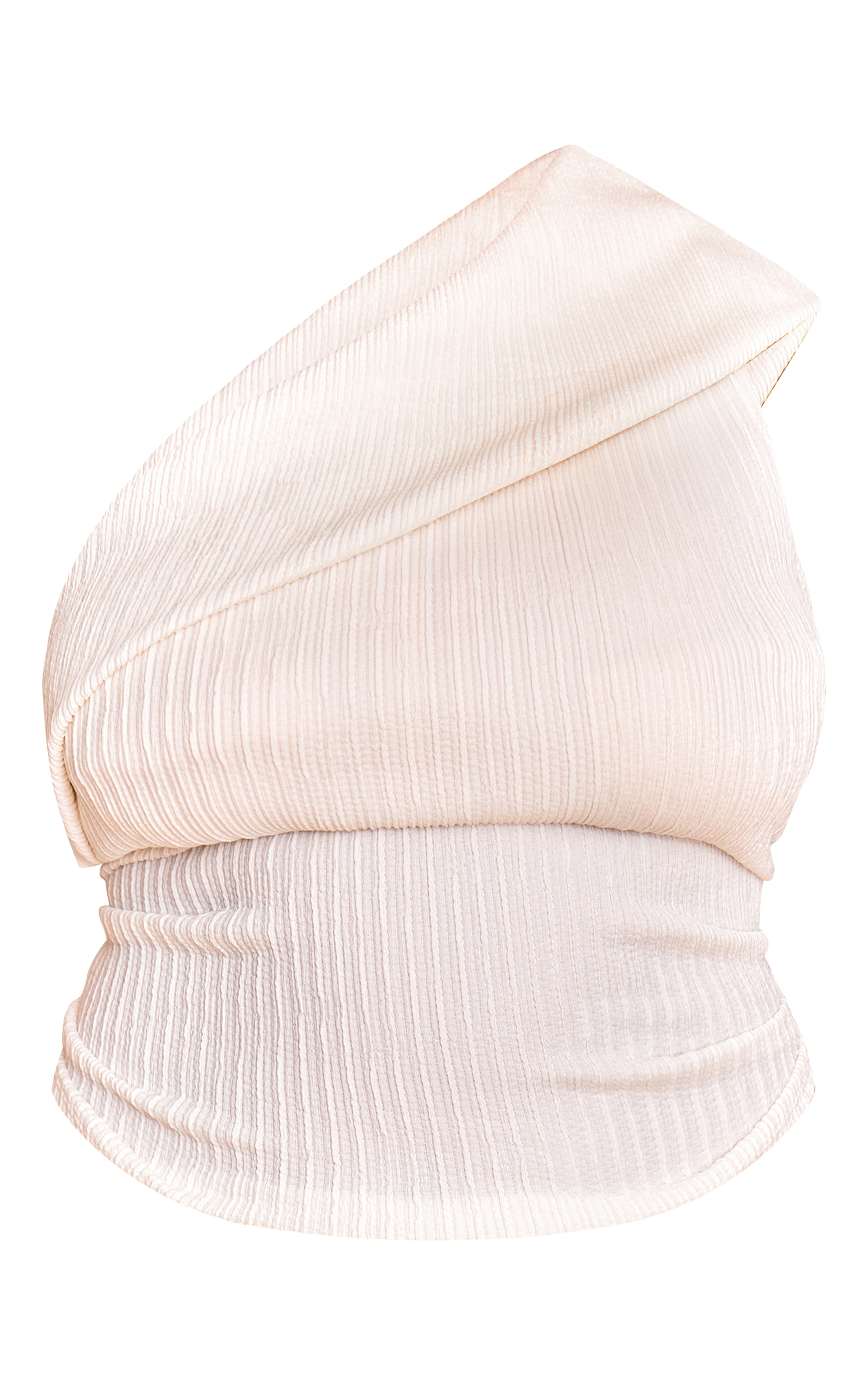 Plus Cream Textured Fold Over One Shoulder Long Top image 5