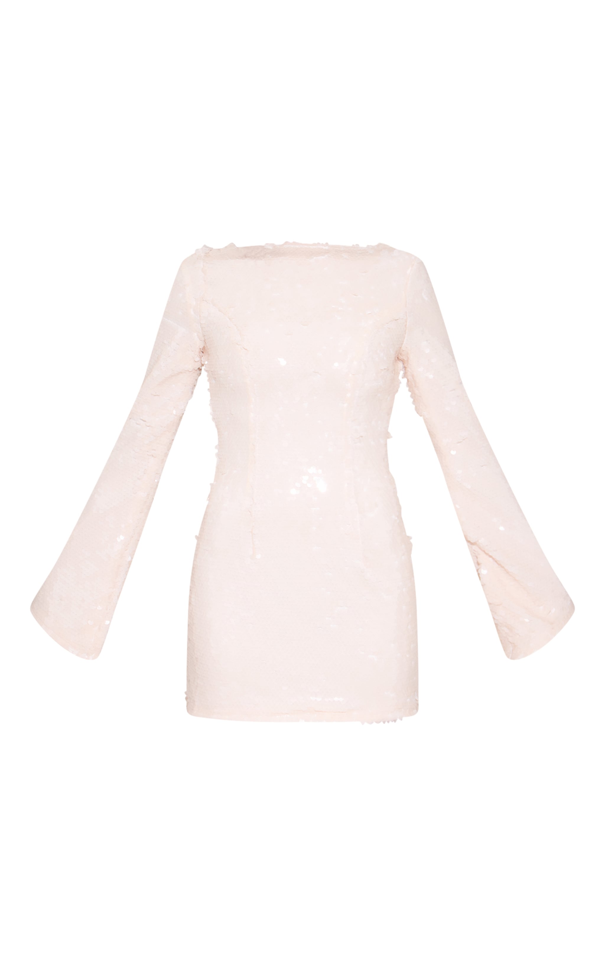 Cream Sequin Boat Neck Shift Dress image 5