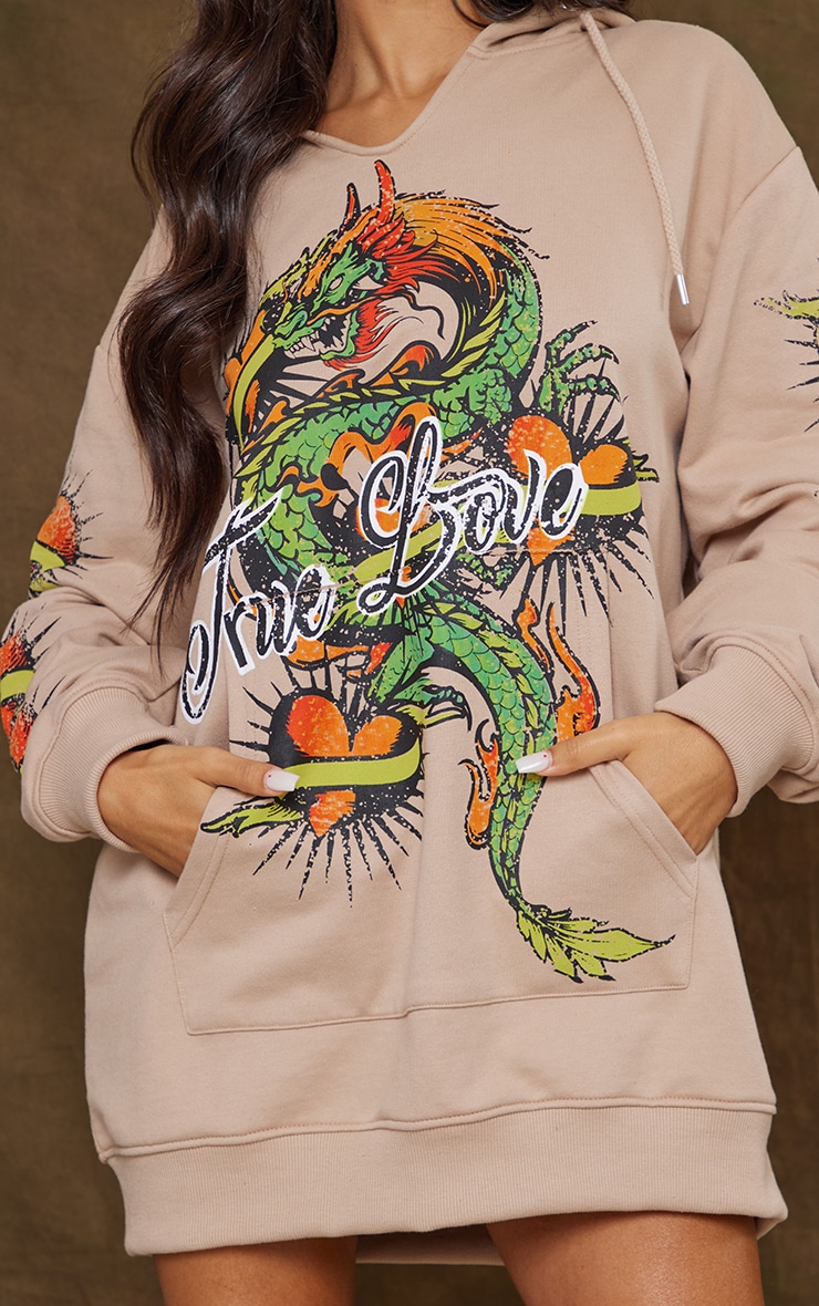 Petite Stone Oversized Graphic Printed Jumper Dress image 4