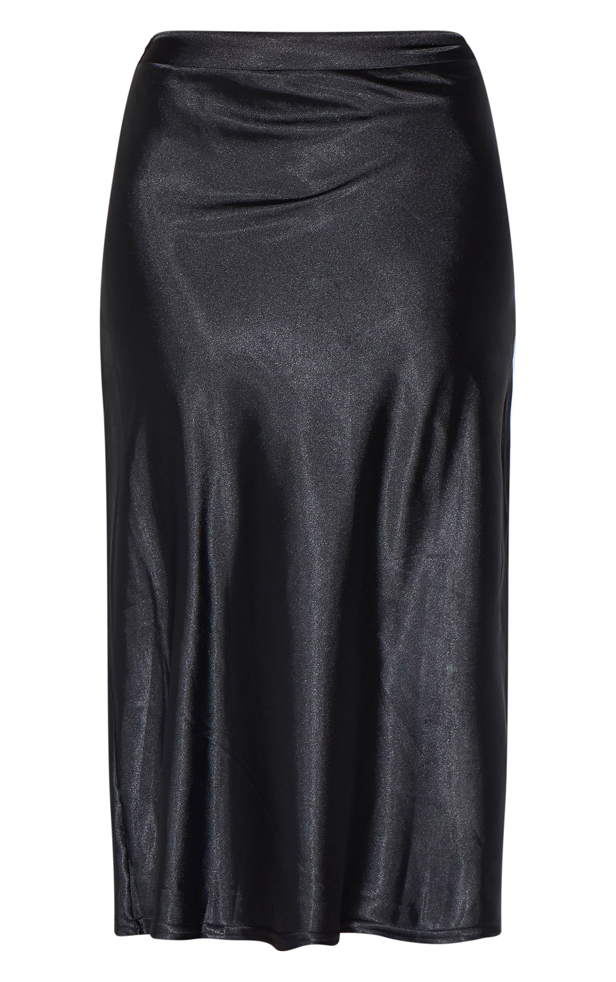 Black Satin Bias Cut Midi Skirt image 5