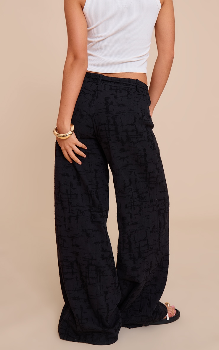 Pantalon large texturé noir à cordons noués image 3