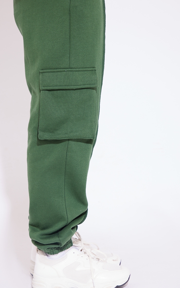 Forest Green Seam Detail Cargo Joggers image 3