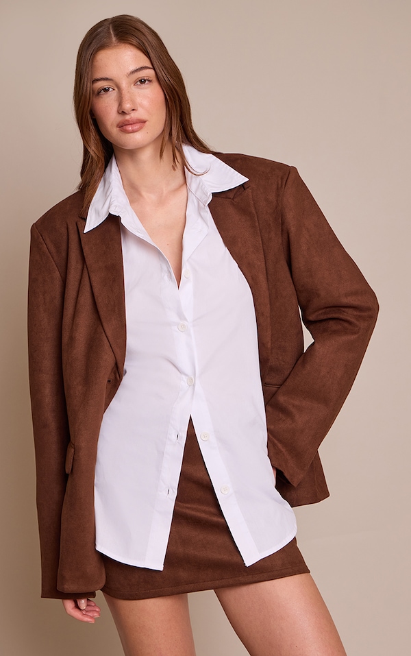 Chocolate Brown Suede Mid Rise Mini Skirt