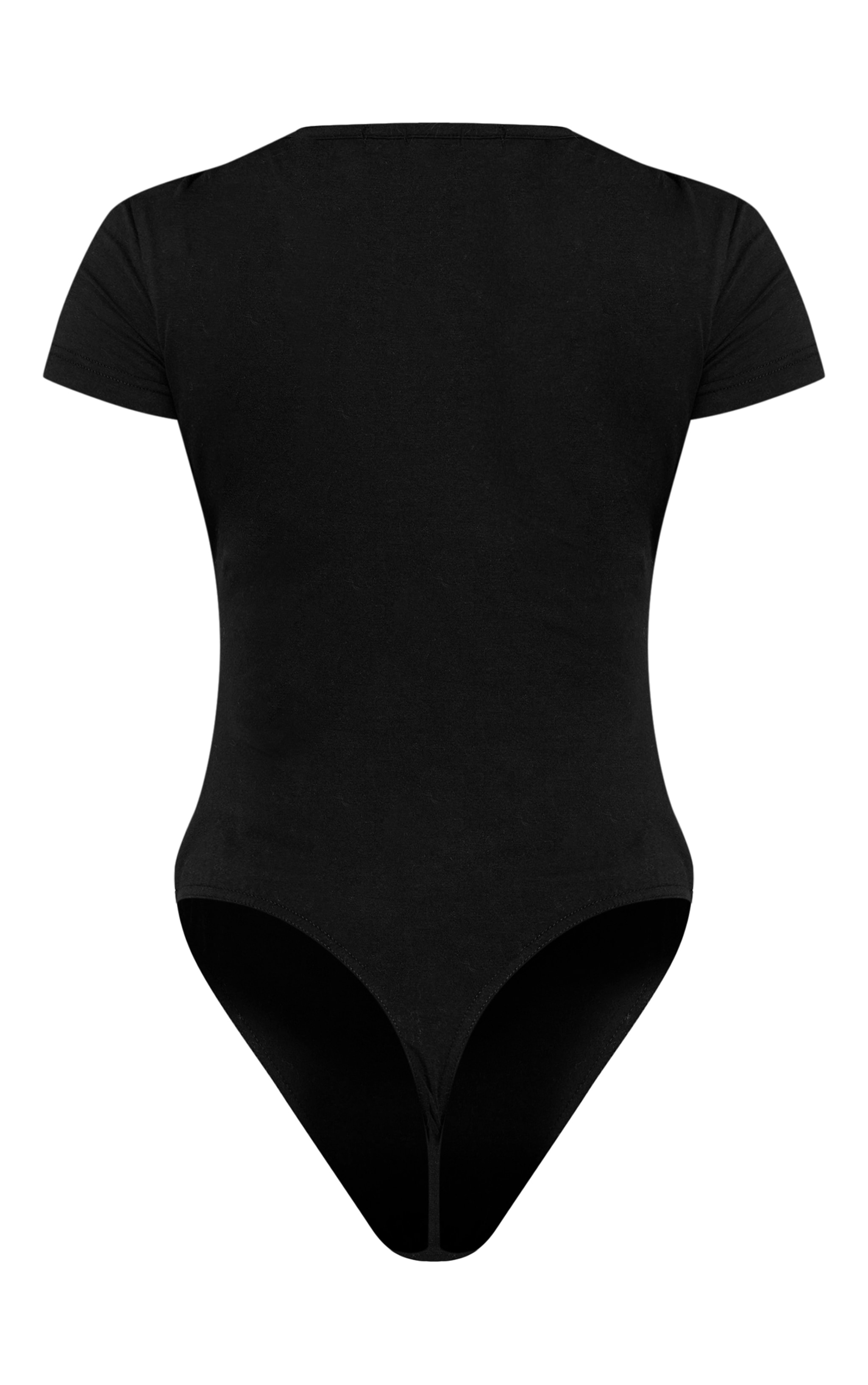 Petite Black Prettylittlething Short Sleeve Bodysuit image 6