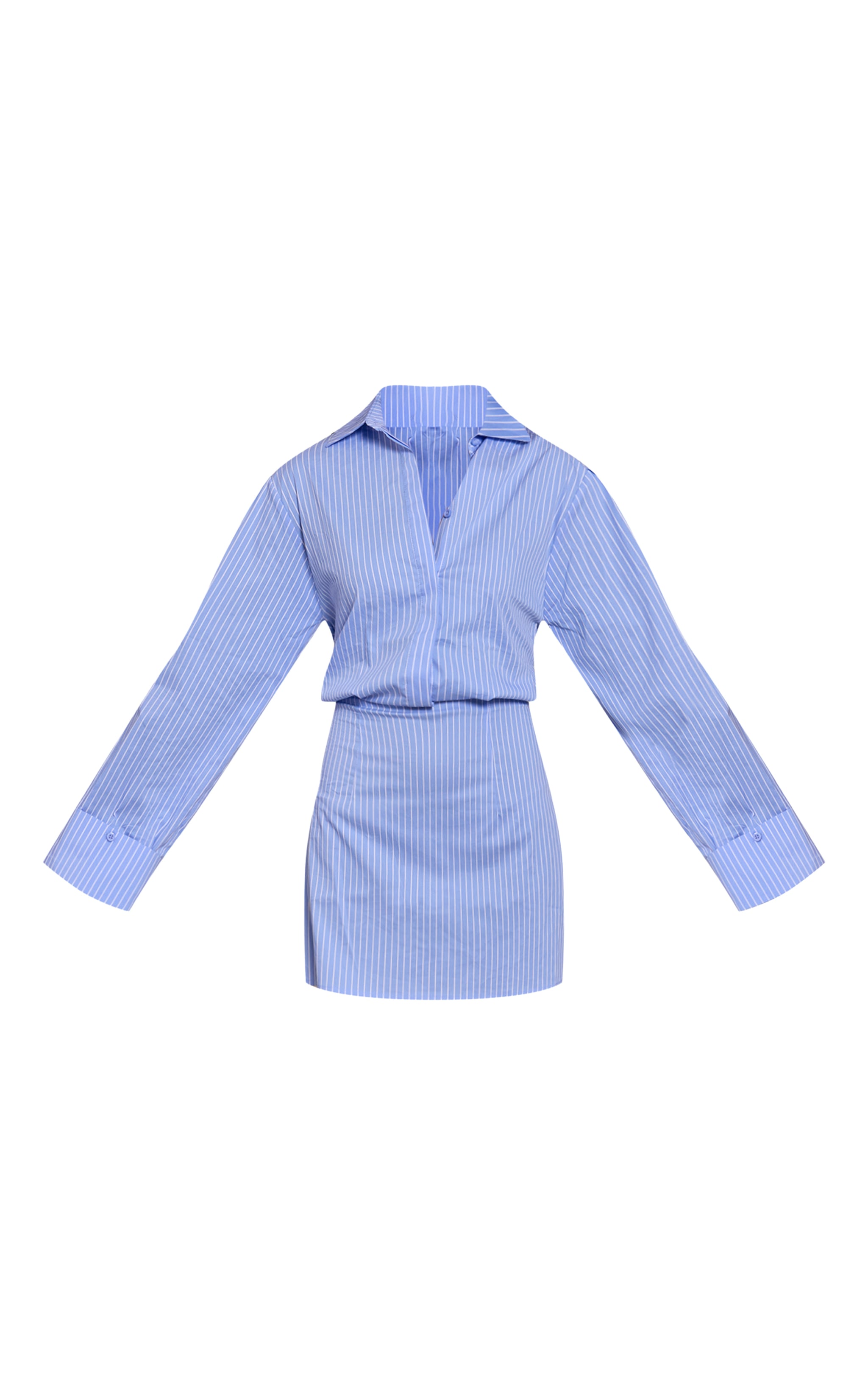 Blue Pinstripe Button Down Shirt Dress image 5